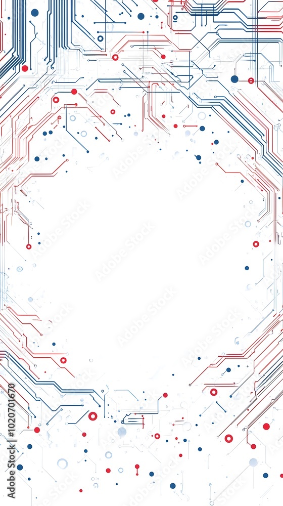A white paper with circuit board patterns in the corners A white paper with circuit board patterns in the corners