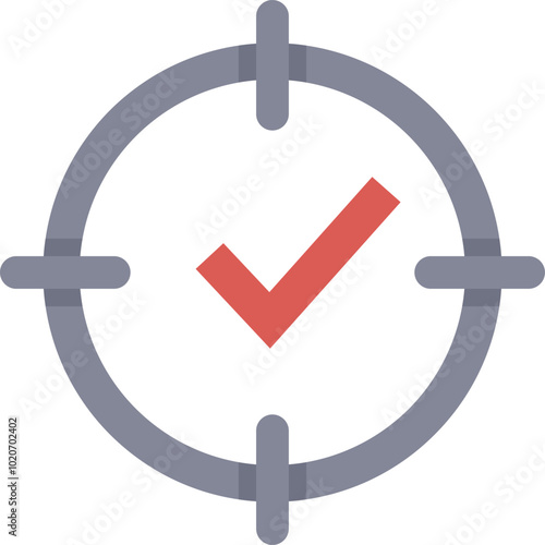 Check mark is appearing inside a target scope representing reaching a goal