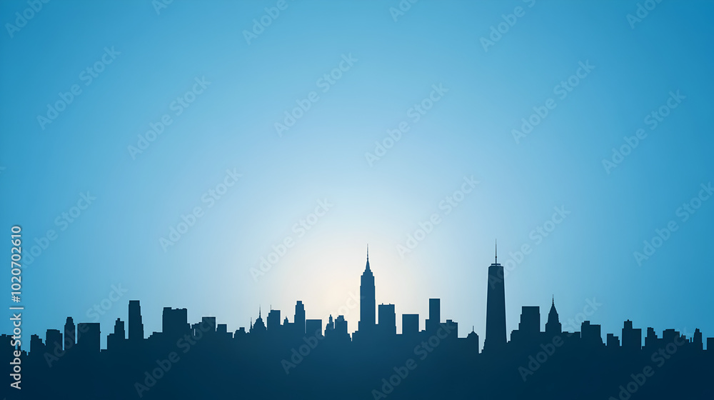 A detailed depiction of a famous city skyline during sunset. City skyline at dusk.
A detailed depiction of a famous city skyline during sunset. City skyline at dusk.