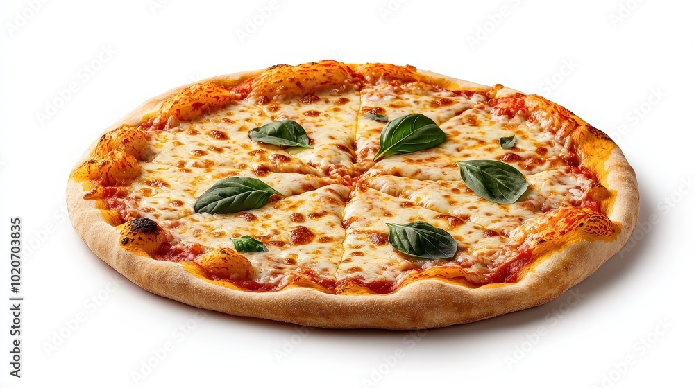 Classic Margherita Pizza with Fresh Basil Leaves Classic Margherita Pizza with Fresh Basil Leaves