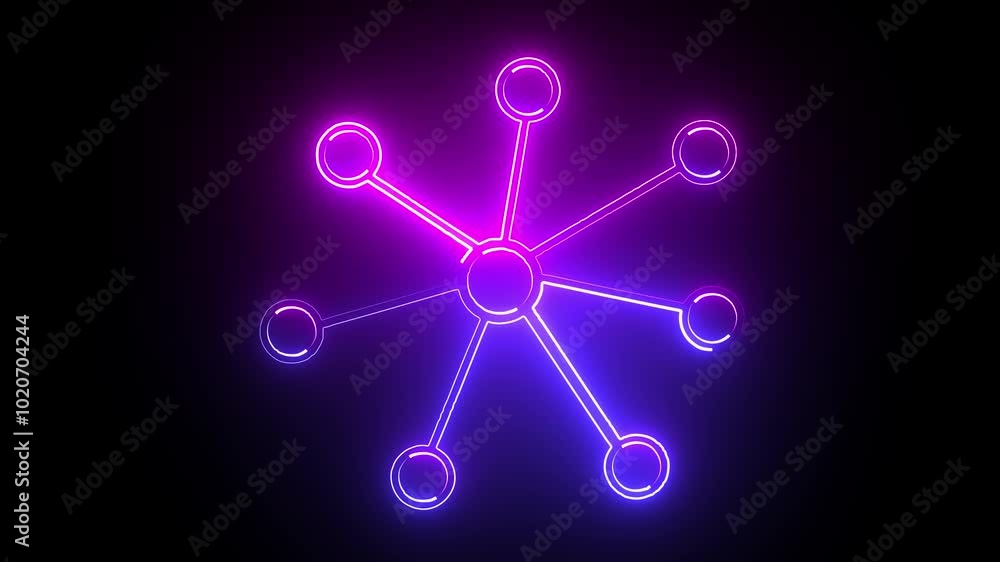 Glowing neon line Mind map infographic icon isolated on black background. 4K Video motion graphic animation Glowing neon line Mind map infographic icon isolated on black background. 4K Video motion graphic animation