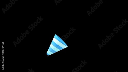 Celebration 3d icon. Birthday decorative paper cone animation 