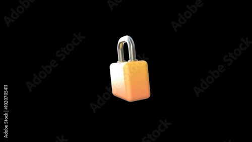 Padlock 3d icon. Safety lock animation 