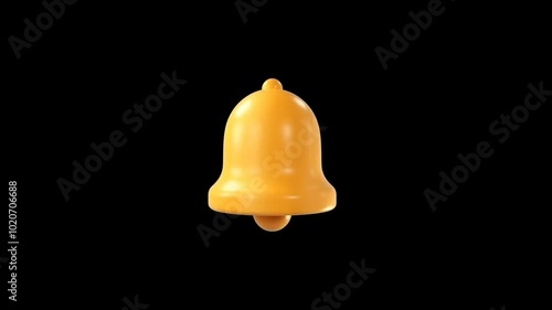 Yellow bell ringing 3d icon animation 