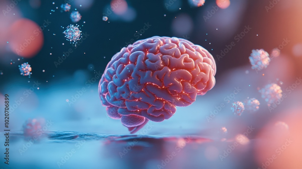 Glowing brain in abstract space Glowing brain in abstract space