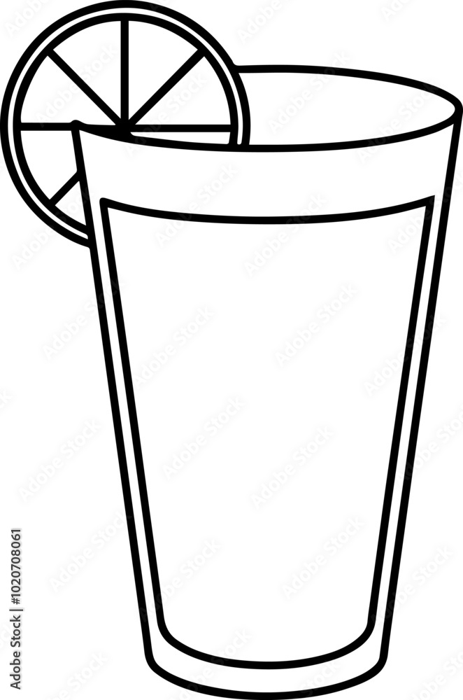 glass with lemon juice line art vector illustration glass with lemon juice line art vector illustration