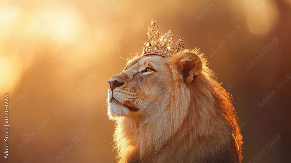 Fototapeta premium majestic lion with golden crown
