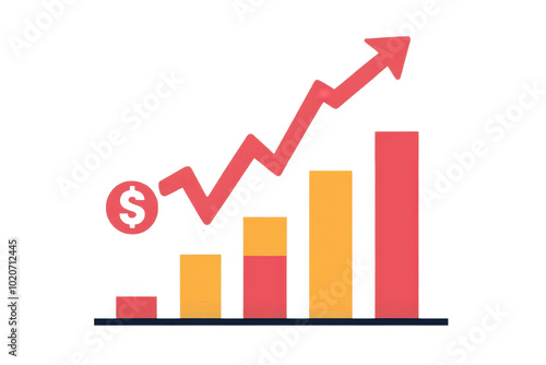 Colorful bar graph with upward trajectory arrow, symbolizing financial growth and positive business progress, against a transparent background. Free Download Colorful bar graph with upward trajectory arrow, symbolizing financial growth and positive business progress, against a transparent background. - GFXLoad