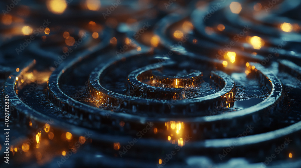 Abstract Dark Blue Swirls With Bokeh Lights Abstract Dark Blue Swirls With Bokeh Lights