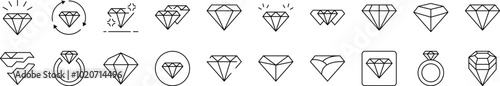 Diamond Picture Collection. Editable Stroke. Perfect for Infographics, Articles, Books, Flyers, Banners