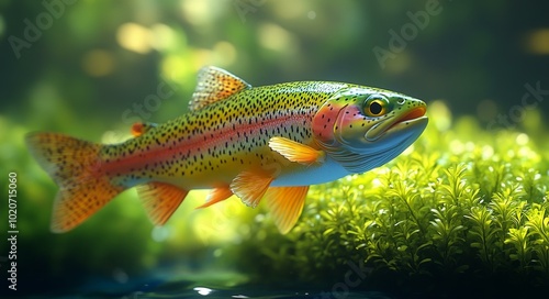 Vibrant Rainbow Trout in Aquatic Environment