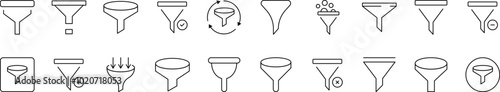 Funnel Line Icon Collection. Editable Stroke. Perfect for Infographics, Articles, Books, Flyers, Banners
