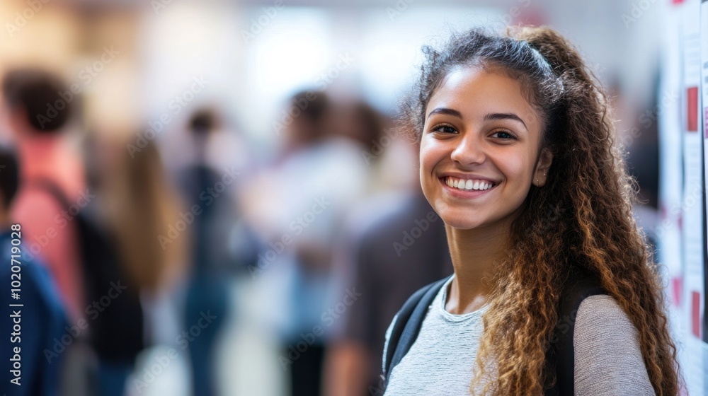Smiling Girl in a School Hallway Smiling Girl in a School Hallway