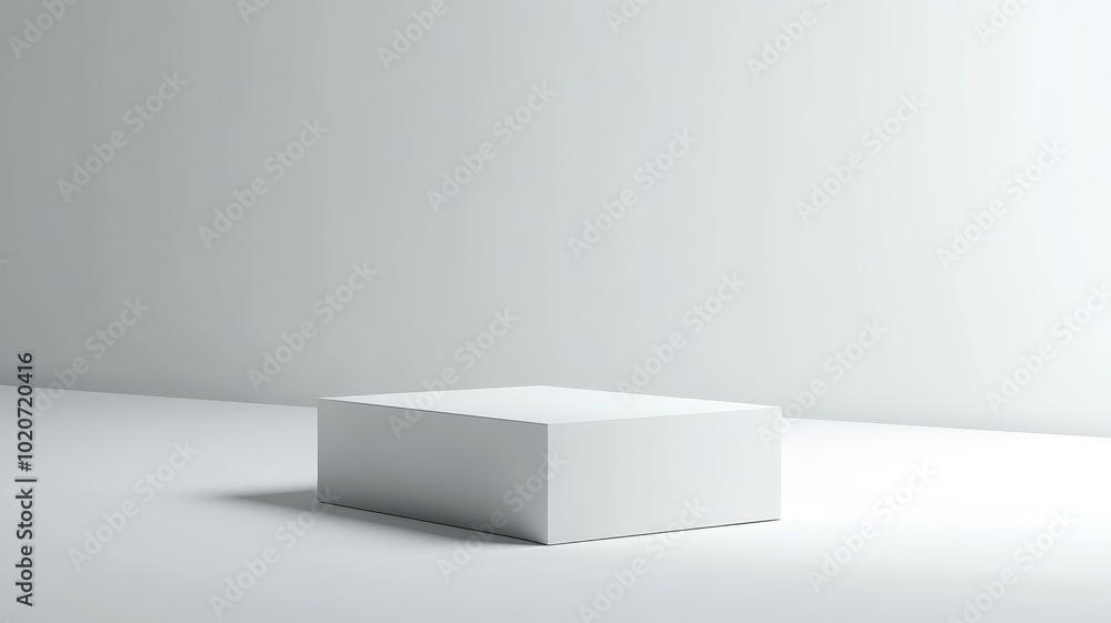 White Cube on a White Surface with a White Wall in the Background White Cube on a White Surface with a White Wall in the Background