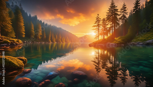 sunrise over the lake
