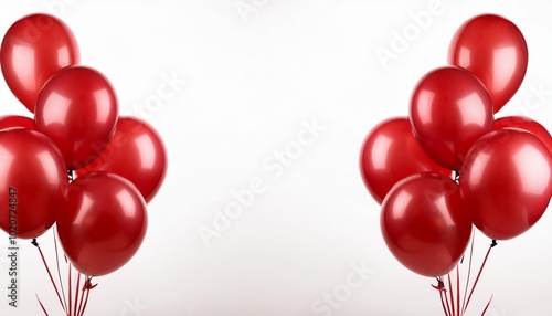 red birthday balloons on a white background