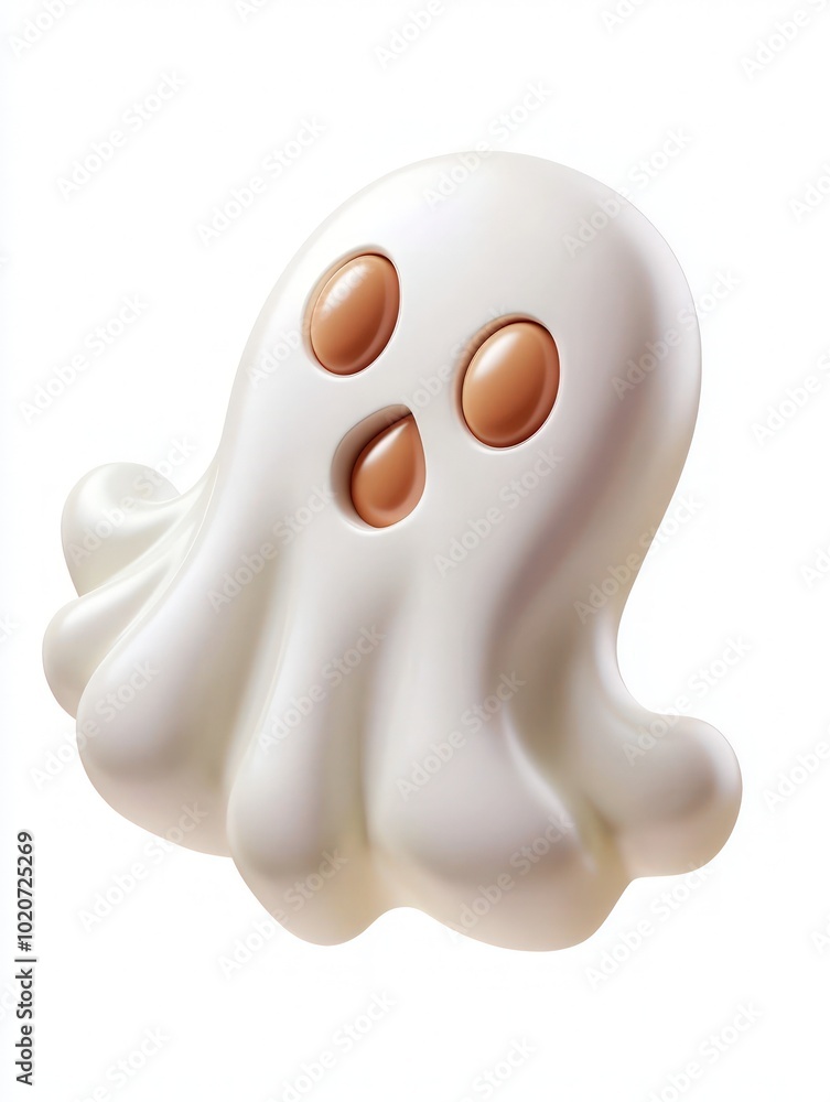 A cute, cartoon-style ghost with a round body, big eyes, and a surprised expression, perfect for Halloween themes or spooky decorations. A cute, cartoon-style ghost with a round body, big eyes, and a surprised expression, perfect for Halloween themes or spooky decorations.
