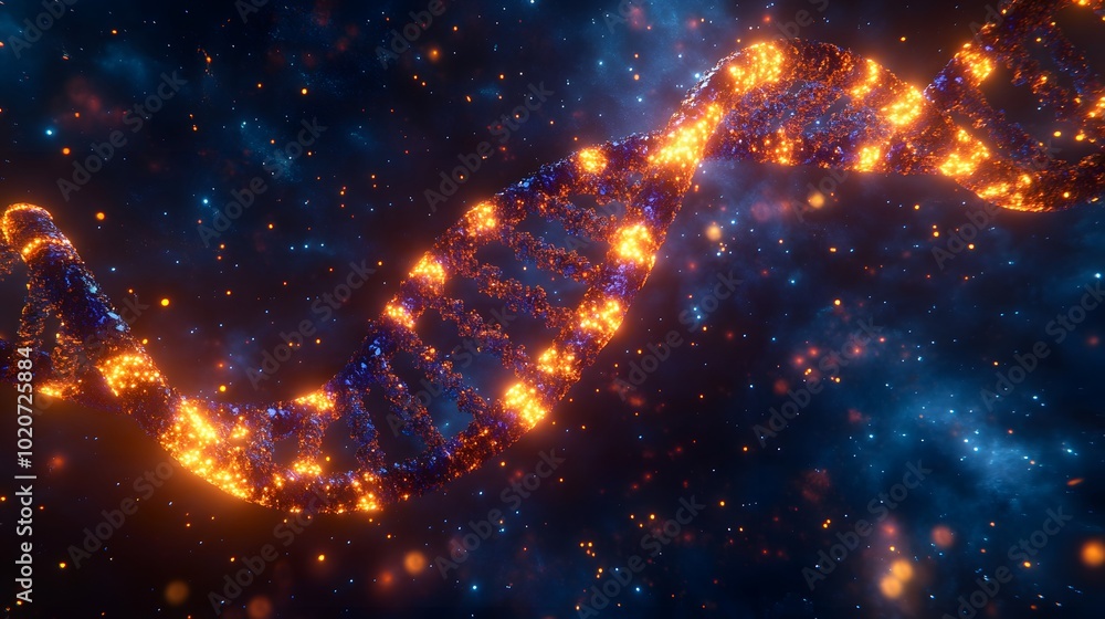 A double helix of DNA glowing with blue and yellow lights, symbolizing the data encoded in our screens A double helix of DNA glowing with blue and yellow lights, symbolizing the data encoded in our screens