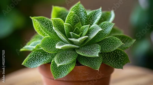 Vibrant green succulent plant with spotted leaves