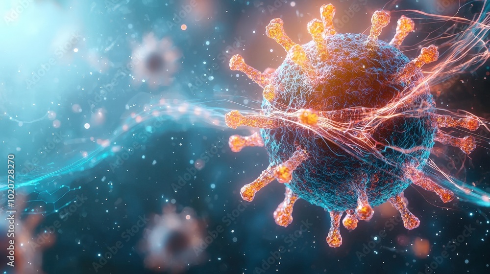 Colorful Representation of Virus Under Microscope Colorful Representation of Virus Under Microscope