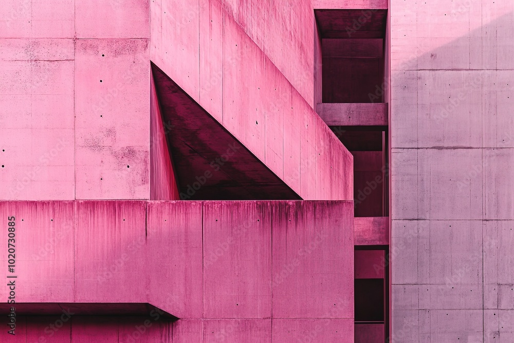 Abstract pink and gray concrete structure with sharp angles. Abstract pink and gray concrete structure with sharp angles.