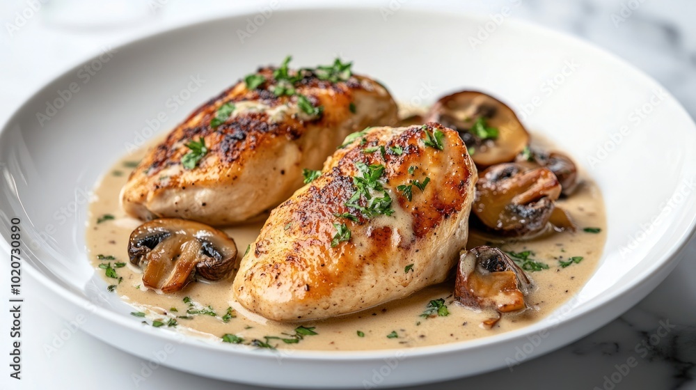 Chicken Breast with Mushrooms and Creamy Sauce Chicken Breast with Mushrooms and Creamy Sauce