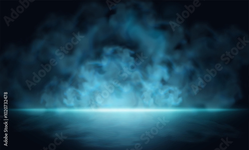 Mystical Blue Fog Over Water