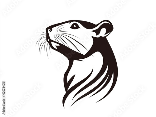 Rat silhouette outline for logo use, art illustration isolated on a clean, white background photo