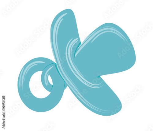 Baby pacifier, dummy, soother or teether flat vector  - icon for apps and websites - colo light blue  -  ideal for baby shower - party, birthday - baptismo