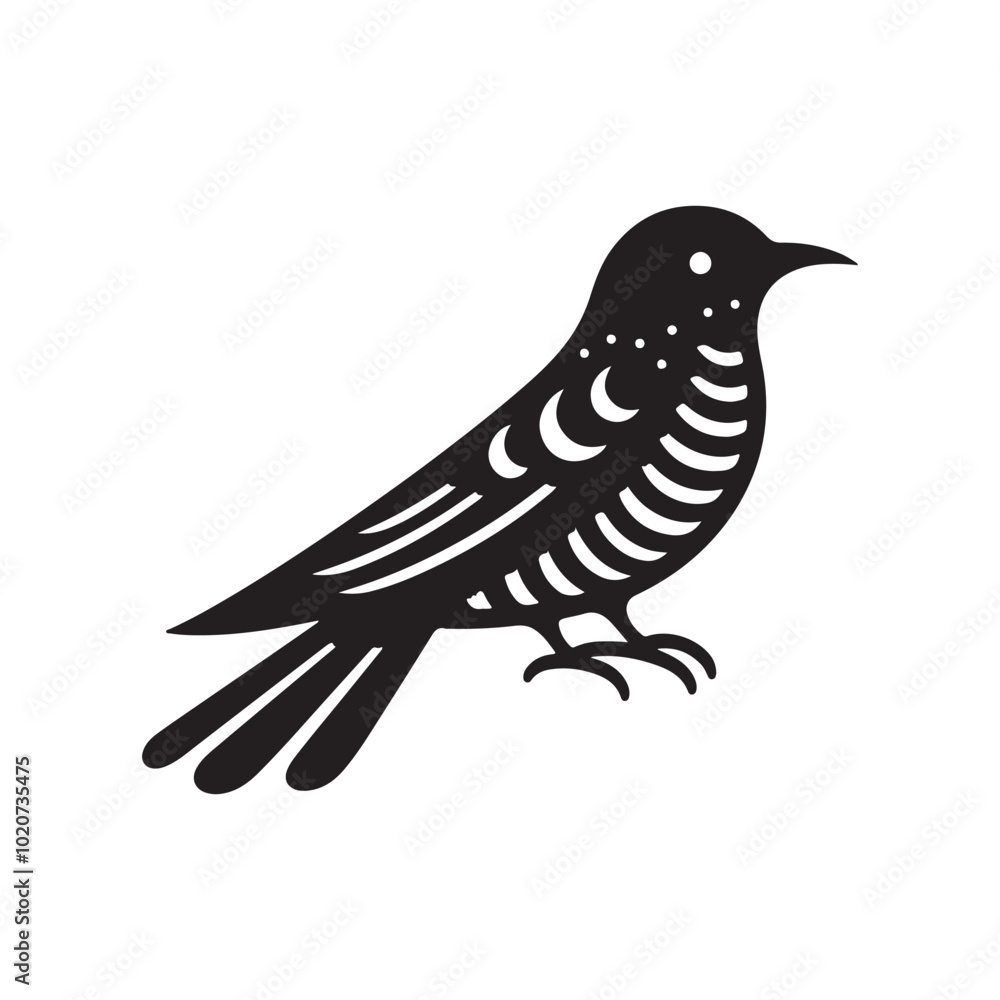 Fototapeta premium a cuckoo bird silhouette vector illustration on white background