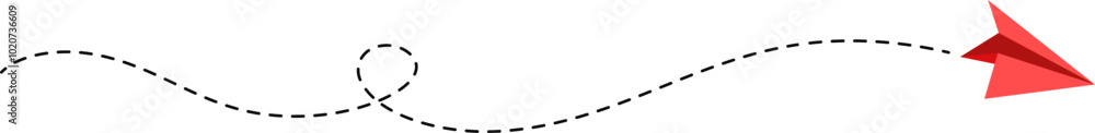 Paper Plane Dotted Route Line Paper Plane Dotted Route Line