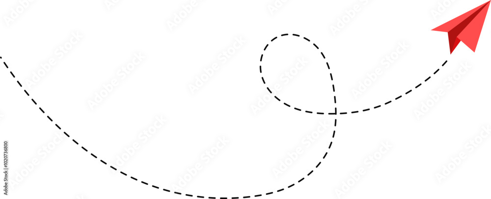 Paper Plane Dotted Route Line Paper Plane Dotted Route Line