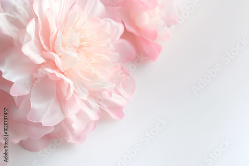 Soft pink petals gracefully blend on a seamless white backdrop, offering a tranquil and sophisticated touch that enhances the aesthetic of any design project