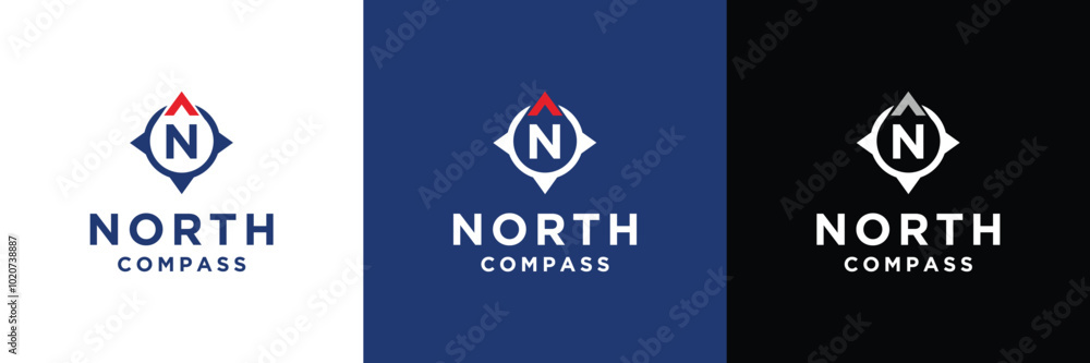 North Compass and Letter N Logo Vector Inspiration. North Compass and Letter N Logo Vector Inspiration.