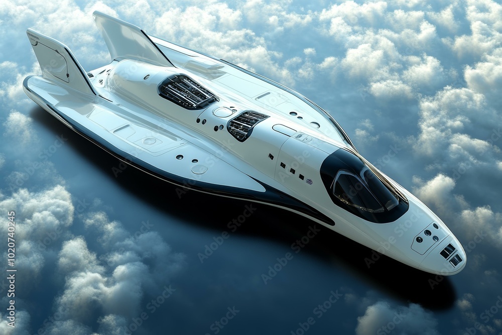 Futuristic Speed Boat with Cockpit Canopy, Aerodynamic Design Futuristic Speed Boat with Cockpit Canopy, Aerodynamic Design