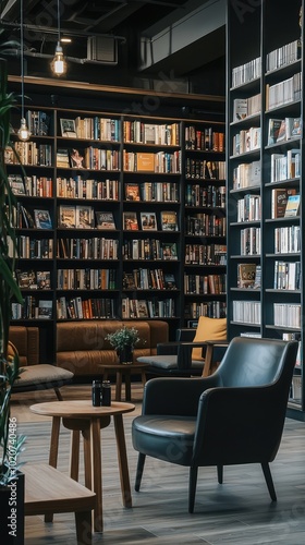 Wallpaper Mural Cozy reading nook with bookshelves, stylish chairs, and a warm ambiance perfect for enjoying literature. Torontodigital.ca