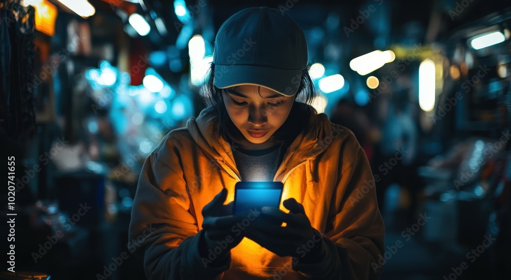 person using smartphone in city at night person using smartphone in city at night