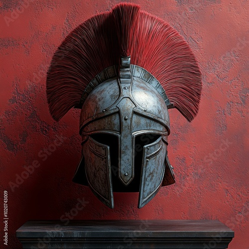 Ancient Greek Warrior Helmet, Spartan Headgear Art