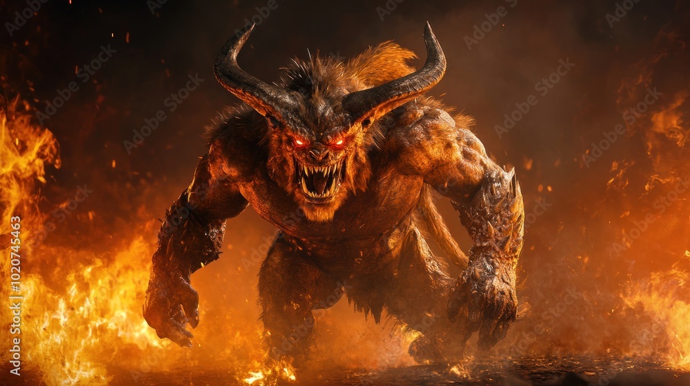 Fototapeta premium Fiery Demon in Hell