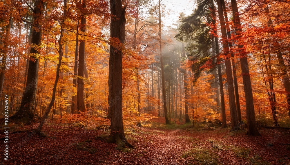 Obraz premium vibrant forest showing off its autumn colors