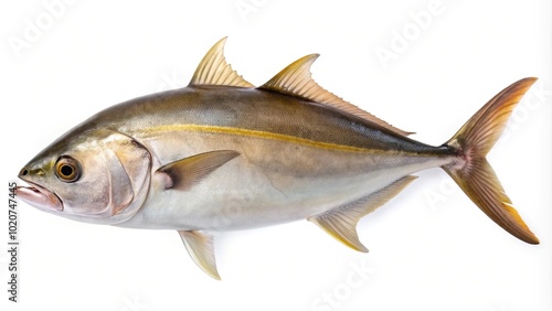 Fresh amberjack fishes on white background