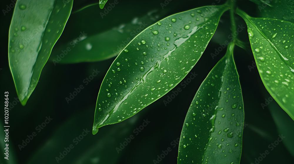 A close-up of a leaf with water droplets, representing freshness and renewal. Dewy leaf.
A close-up of a leaf with water droplets, representing freshness and renewal. Dewy leaf.