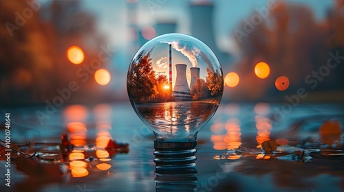 A nuclear power plant is pictured inside a light bulb