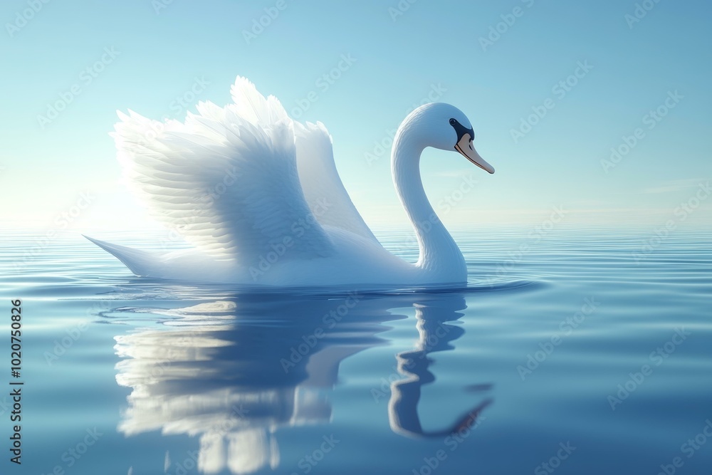 Obraz premium Swan in Serene Water