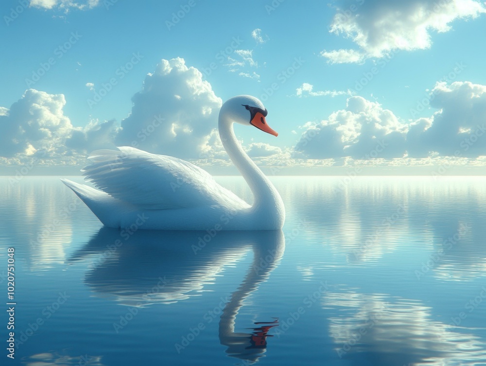 Fototapeta premium Swan Reflection in the Water