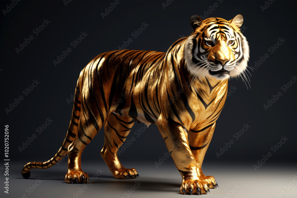 Fototapeta premium tiger looking on black background