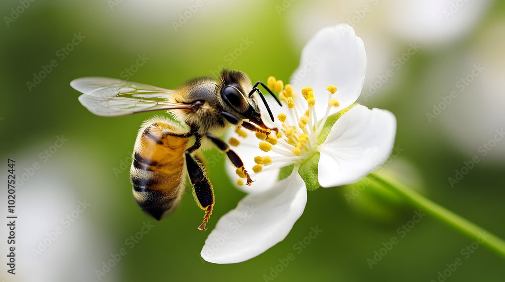A close-up of a bee pollinating a flower, symbolizing the importance of nature. Bee and flower.
A close-up of a bee pollinating a flower, symbolizing the importance of nature. Bee and flower.