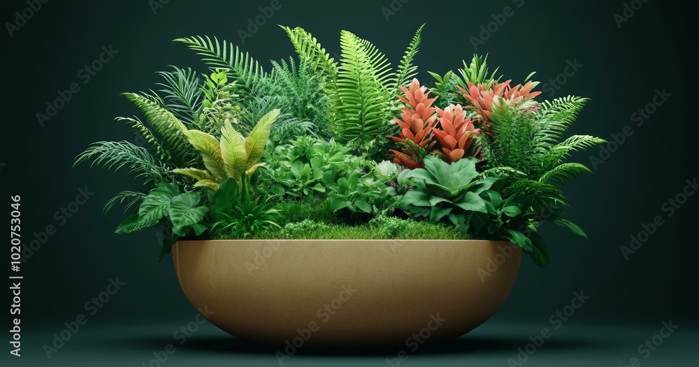 Artificial Plant Basket, Realistic Fake Tropical Decor Artificial Plant Basket, Realistic Fake Tropical Decor