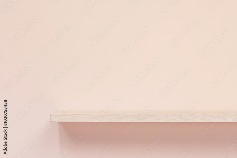 Minimalist Wall Shelf on Soft Peach Background for Modern Interior Design Minimalist Wall Shelf on Soft Peach Background for Modern Interior Design