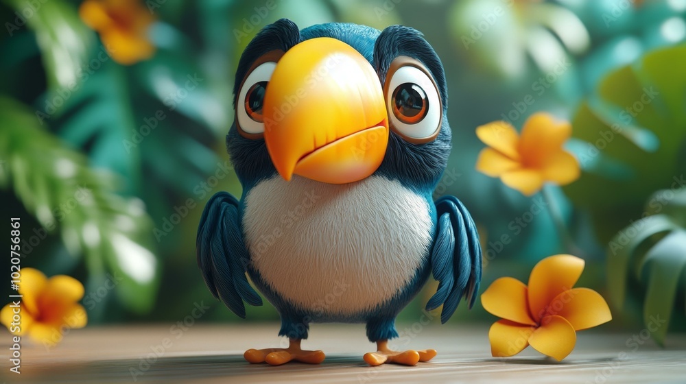 Adorable Bird Character in a Lush Environment Adorable Bird Character in a Lush Environment